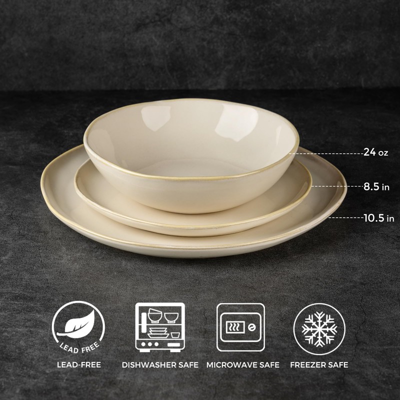 AmorArc Ceramic Dinnerware Sets,Handmade Reactive Glaze Stoneware Plates and Bowls