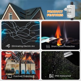 Pjerjzn Solar Panel Disconnect Switch 60A 550V PV Shut Off Switch Outdoor DC Miniature Circuit Breaker Box IP65 Waterproof UV-Proof for Solar PV Home (60Amp)