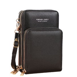 RFID-Blocking Women's Crossbody Bag with Touch Screen Phone Window: Convertible PU Leather Purse with Adjustable Shoulder Strap for Secure & Stylish Convenience