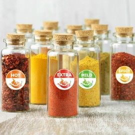 Lesnala 800Pcs 4 Level Spicy Indicator Stickers Chili Food Warning Caution Labels for Grocery Store Restaurant Truck Deli Tags Self Adhesive Peel Off and Paste1.5inch Circular