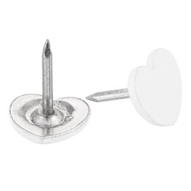 QUARKZMAN Pack of 30 Thumbtacks, White, 11 mm x 12.5 mm, Flat Head, Bulletin Board Pins, Decorative Furniture Nails, Thumbnail Drawing Pins for Decorative Nails, Home, Office, Wall Hanging, Furniture