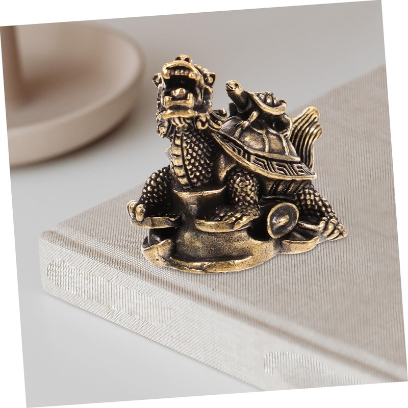 Mobestech Retro Copper Dragon Turtle Figurine Desktop Decor Unique Metal