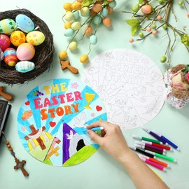 Supervitae 36 Sets The Easter Story Crafts Color Your Own Holy Week Wheel DIY Religious Crafts Christian Church Jesus Bible Arts for Sunday School Activities