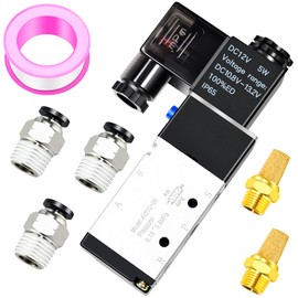 ERGAOBOY 1/4 BSP 12V Pilot Operated Electric Solenoid Valve with Single Coil and 2 Positions, 5 Way Connection TY-p (4V210-08)