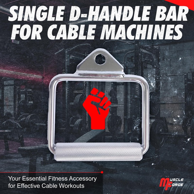 MuscleForge® Single-Handle Attachment for Lat Pull, Cable Pull, Non-Slip D-Handle
