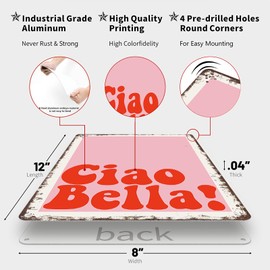 Vintage Metal Sign Plaque Pink Red Ciao Bella Poster Funny Tin Signs For Man Cave Basement Pub Farmhouse Diner Cafe Outdoor Wall Decor 8×12 Inch