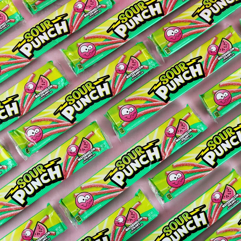 Sour Punch Straws, Watermelon Fruit Flavor, 2oz Tray (24 Pack),