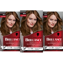 Brillance Intensive Colour Cream Hair Colour 864 Doe Brown Level 3, Pack of 3 (3 x 160 ml)