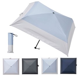 Moonbat Masu Men's Parasol, Sun or Rain, Square Folding Umbrella, Bi-Color, 19.7 inches (50 cm) (Ultra Lightweight, Ultra Slim), Pale Sky