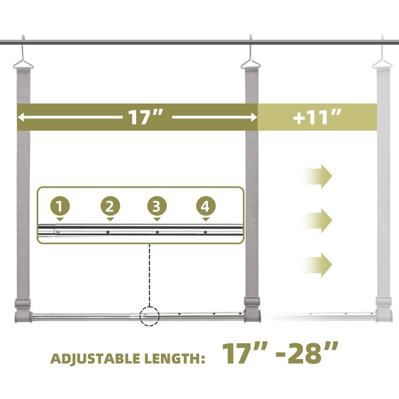 STORAGEIDEAS Hanging Closet Rod, 17-28In Adjustable Width and Up to