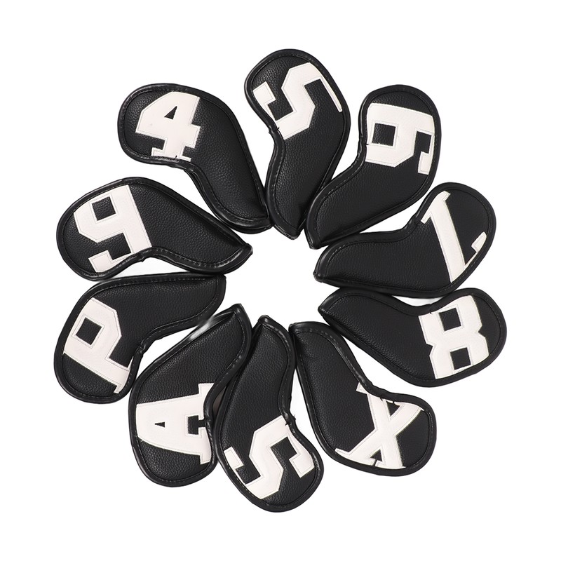 10pcs set PU Waterproof Golf Club Iron Cover Fine Sewing