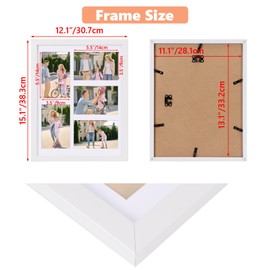 PHAREGE 5 Openings 4x6 Picture Frame Collage White 4 Pack, 11x14 Poster Frame set of 4, Display Family Wedding Photos Horizontal or Vertical on The Wall