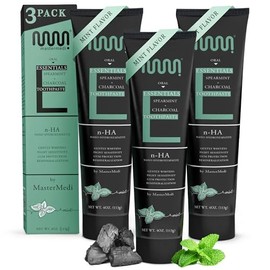 MasterMedi Fluoride Free Nano Hydroxyapatite Toothpaste – Spearmint + Charcoal Flavor – Helps Remineralize, Soothe Sensitive Teeth, Antiplaque, Whitening, SLS Free, Dentist Recommended Pack of 3