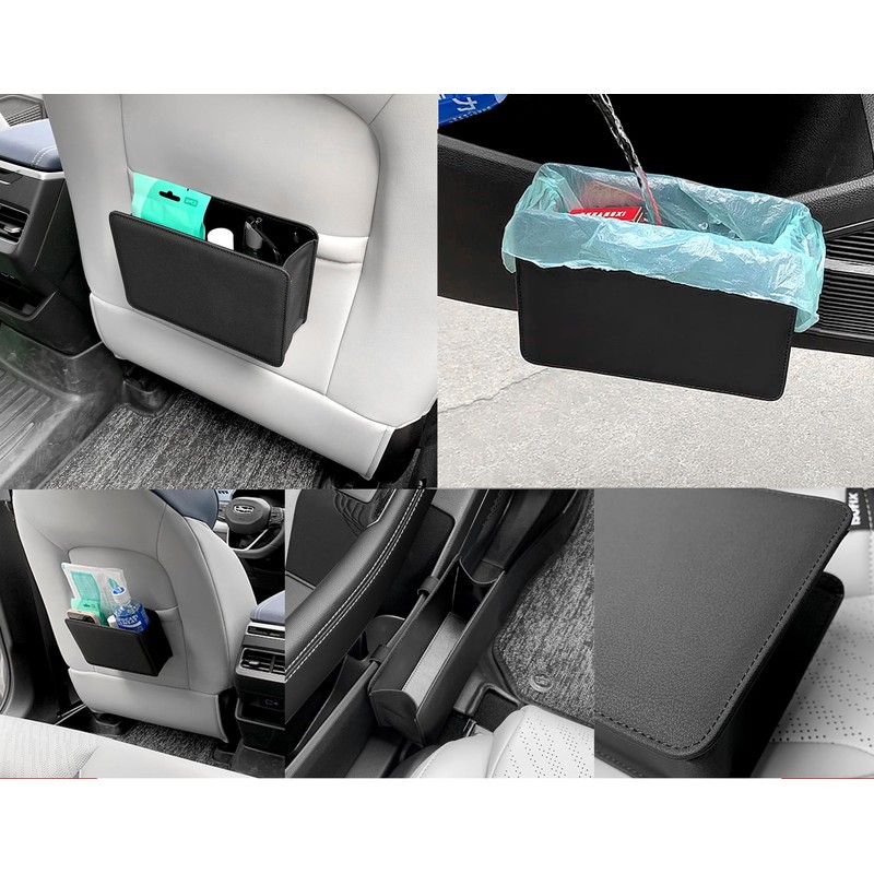 HUWANDE Car Trash Can,Multi-Function Garbage Can,Small Car Door Organizer,Leather Car