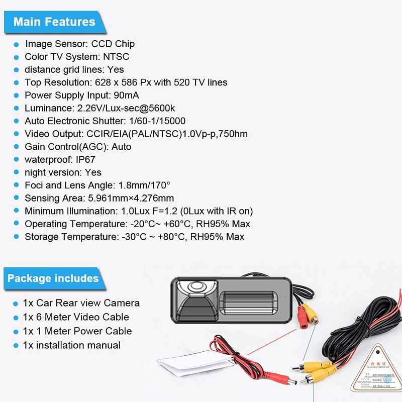 Car Rear View Back up Vehicle Camera Parking Reverse Camera
