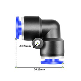 TAILONZ PNEUMATIC BLUE ELBOW 2 WAYS - 6MM Tube Outer Diameter Press To Connect Pipe Quick Fitting Push Lock PV-6 (Pack of 2)