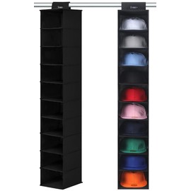 VAESIDA Hat Rack for Closet, 10 Shelf Hanging Hat Organizer for Baseball Caps Storage, Hat Holder Organizer for Hat Display, Best Space Saving Hat Racks for Baseball Cap Organizer, Black