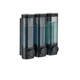 Wall-mounted automatic soap dispenser for Shampoo, hand Soap, Toothpaste, and Liquid, 300ml X 3, Plastic, Suitable for Bathroom, Kitchen, Hotel (Black)
