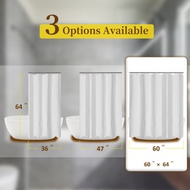 Barossa Design RV Shower Curtain Waffle Weave 60 x 64 Inches for Travel Trailer and Camper - 230GSM Heavy Fabric, Water Repellent, Washable, White, 60x64