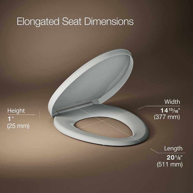 KOHLER K-26801-95 Impro ReadyLatch Quiet Close Elongated Toilet Seat, Grip-Tight