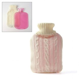 Knit pouch, thermal water bag, 1.7L steam pack, hand warmer white