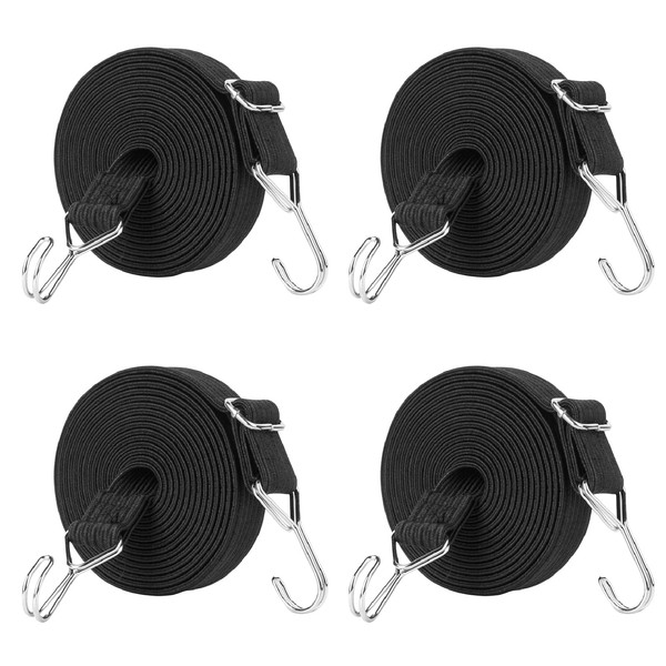 JEELAD 4 Pcs Heavy Duty Belt Cargo Cargo Fastener with Metal Hook Belt Extendable Elastic Rope Width 30mm Length Adjustable Bicycle Bike Carry Cart Anti-Fall Moving Motorcycle