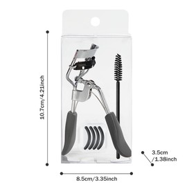 Eyelash Curler with Eyelash Brush and 4 Rubber Refill Pads Professional Eyes Makeup Tool Durable Carbon Steel Lash Curler Fit Universal Eye Shapes Quick Natural Curling(Black)