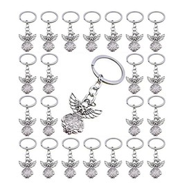 Lidzopas 30pcs Guardian Angel Key Ring Pendant, Guardian Angel Keyring Baby Shower Charm Keychain for Diy Wedding Jewellery Necklace Crafts