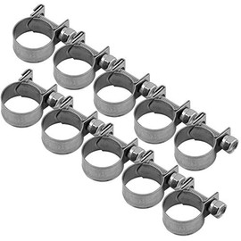 TOPINCN 10Pcs/Set Hose Clamps Stainless Steel Heavy Duty T-Bolt Mini Fuel Line Pipe Clips 6Mm-20Mm Optional Size for Plumbing(13-15Mm)