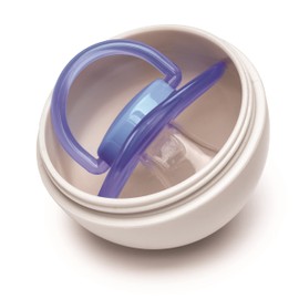 melii Pacifier Pod – Grey & Blue - Pacifier Storage Container with Carabiner Clip