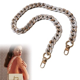 DERJDISF Bag Chain Acrylic Beige, Chain for Handbag, Bag Strap, Strap for Handbag, Shoulder Strap with Carabiner, Bag Strap Wide, Replacement Strap for Bag - 2.5 cm Wide, 80 cm Long