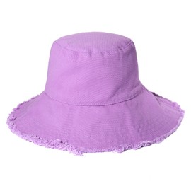 HZEYN Bucket Hats for Women Wide Brim Summer Travel Packable Cotton Bucket Beach Sun Hat UPF 50+, Purple, One Size