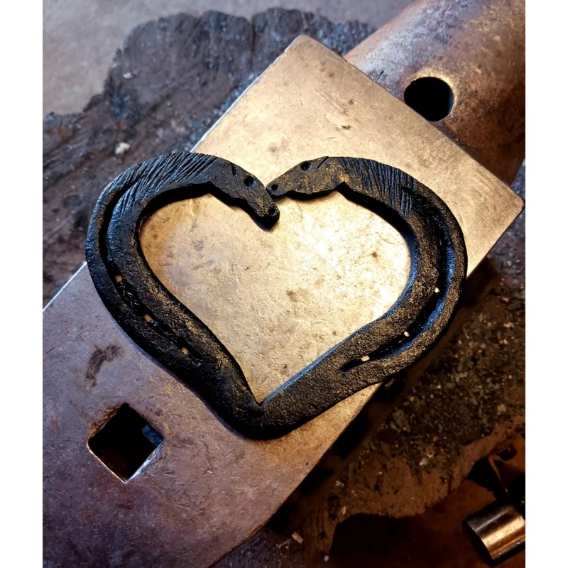 Hand Forged Large Horseshoe Heart Kissing Horses Handmade Western Decor
