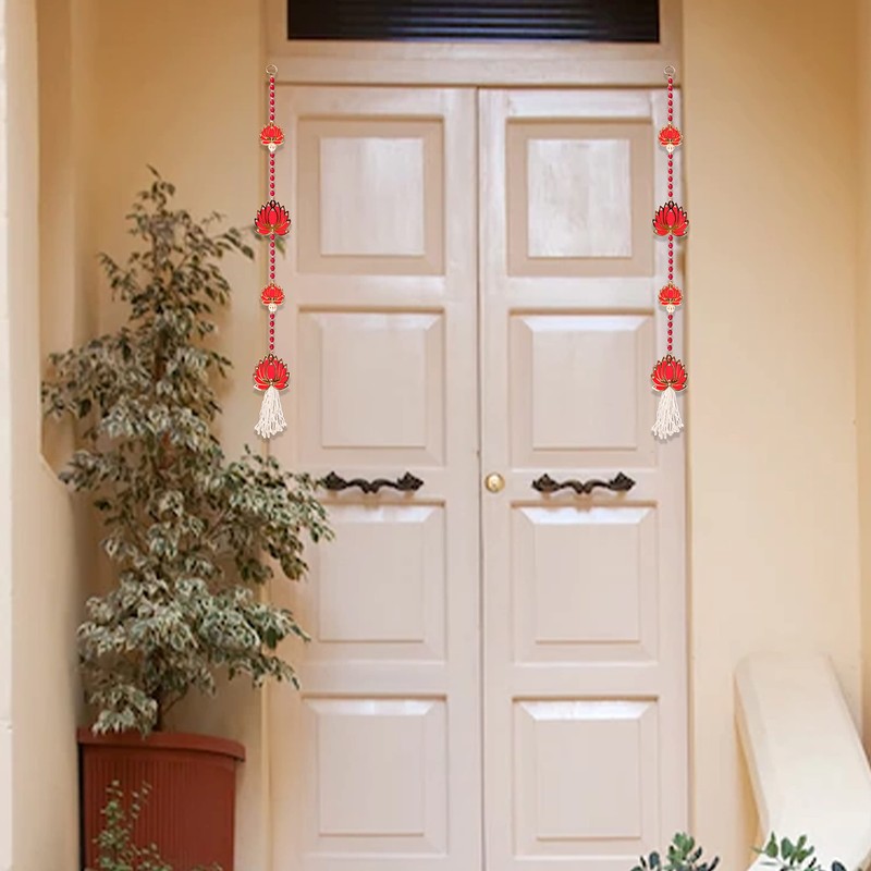 Aditri Creation 2個セット ピンク ロータス ストリング 壁掛け 装飾 ホーム ドア