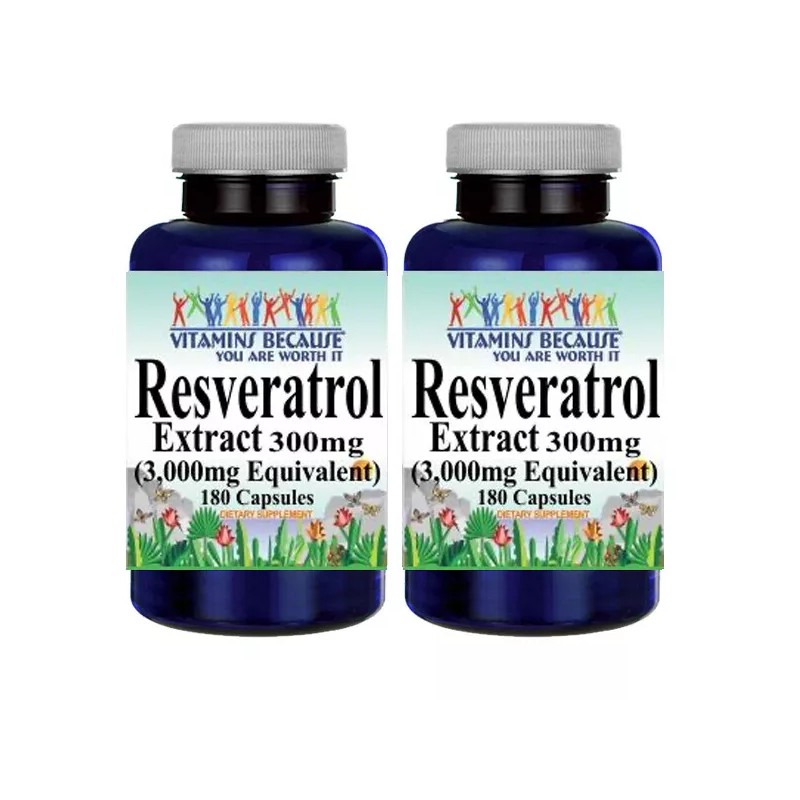 Vitamins Because Resveratrol Extract 3000mg 2X180Caps Maximum Strength USA Made