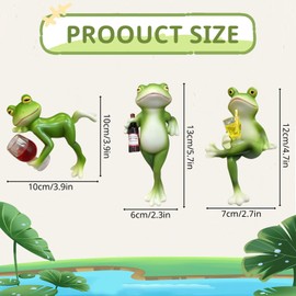 Pack of 3 Frog Decorative Garden Figures, Funny Frog Decoration for Mini Pond and Outdoor, 10-13 cm Realistic Resin Frog Figure & Garden Decoration, Creative Garden Decoration Outdoor Figures as a