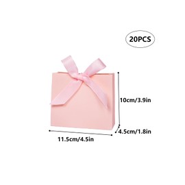 20 Pack Mini Pink Gift Bags with Ribbons, Extra Small Gift Bags Pink Party Bags for Wedding, Birthday, Baby Shower, Graduation Party(4.53× 1.77× 3.93 inches, Pink Ribbons)