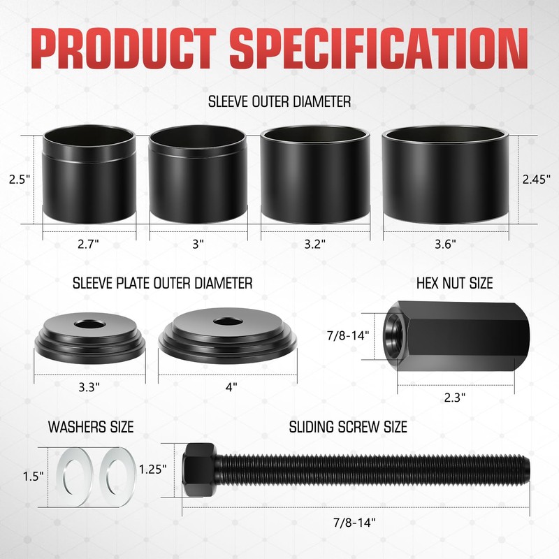 DNA MOTORING 24pcs Front Wheel Bearing Press kit, Bearing Puller