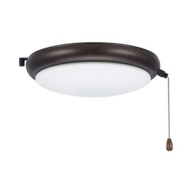 Kathy Ireland Home Luna LED Light Kit for Ceiling Fans | Low Profile Lighting Attachment with White Opal Glass Shade and Pull Chain | Wet Rated, Oil Rubbed Bronze