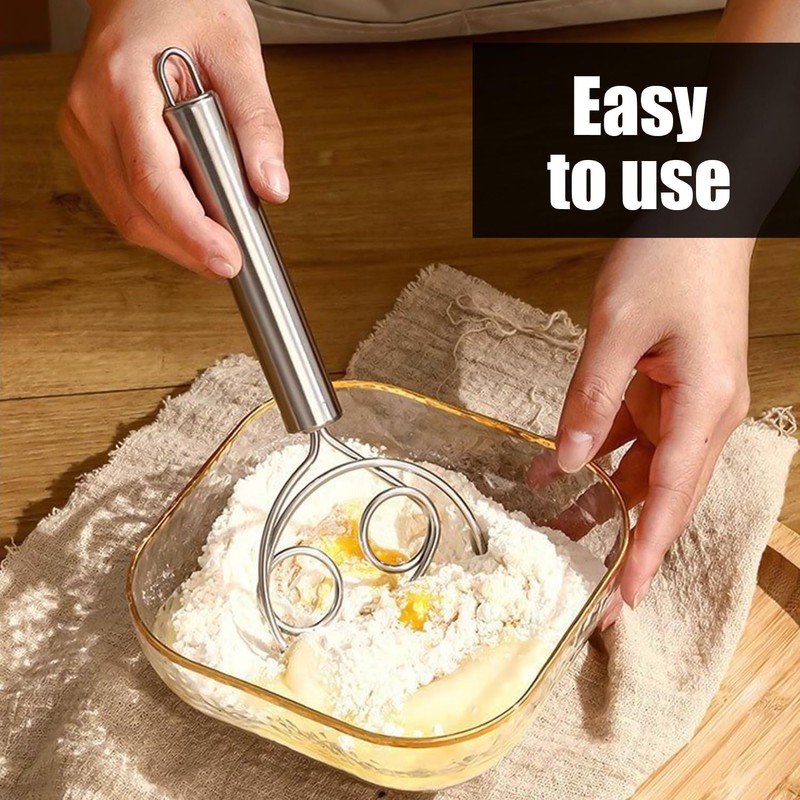 2pcs Round Handle Ring Mixer Dough Mixer Stainless Steel Mixer