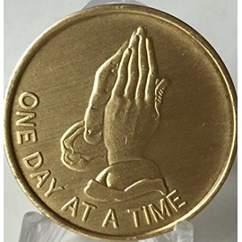 Praying Hands - Bronze AA (Alcoholics Anonymous)-ACA-AL-ANON - Sober / Sobriety / Affirmation / Birthday / Anniversary / Desire / Recovery / Medallion / Coin / Chip
