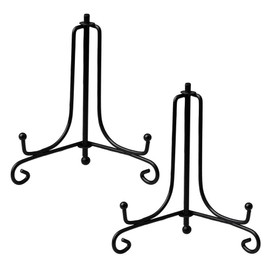 Deolven Iron Plate Stand, 2 Pack 4 Inch Black Metal Plate Stand Iron Easel Display Stand Plate Holder Stand for Bowl Plates for Home Textiles