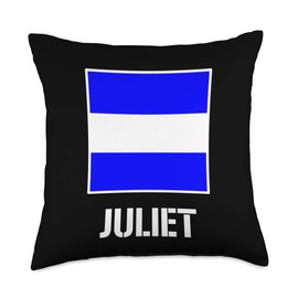 ICS Nautical Signal Flag Alphabet - Letter J Juliet Throw Pillow