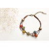 iSmile (SunTree) Ceramic Bracelet with Drawstring, Glass Stone Leather Silver