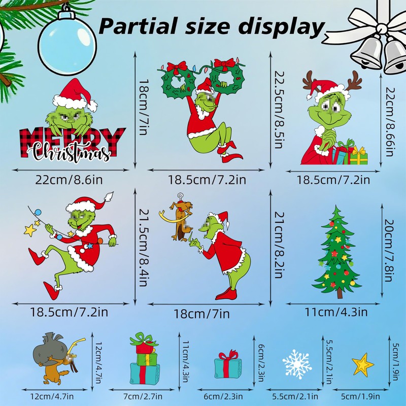 165 PCS Christmas Window Clings for Glass - Double-Sided Static