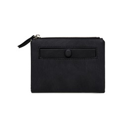 AOXONEL Women's RFID Small Bifold Leather Wallet Ladies Mini Zipper Coin Purse id Card Pocket,Slim Compact Thin (Black2)
