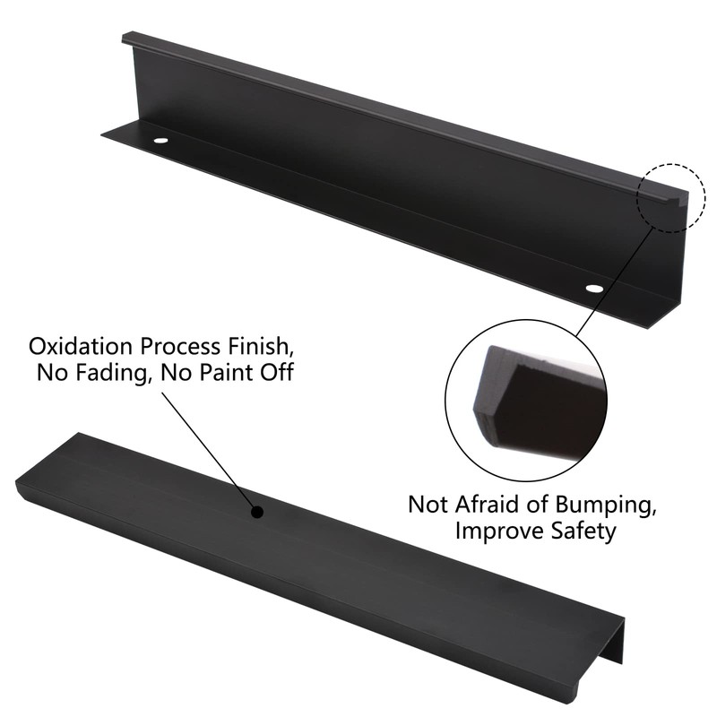 MOROBOR Matte Black Finger Edge Pull, 8pcs Concealed Modern Style
