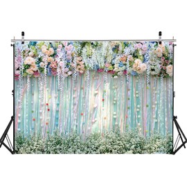Flowers Wall Backdrop Tea Party Decorations 7x5FT Colorful Floral Photography Backdrop Wedding Bridal Shower Birthday Party Banner Supplies Photo Props