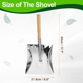 HARFINGTON 2pcs Fireplace Ash Shovel 18" Stainless Steel Garden Shovel Dust Pan with Wooden Handle for Wood Stove Coal