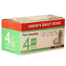 Drew's Daily Dose Pen Needle 32G x 4mm 100 Pack